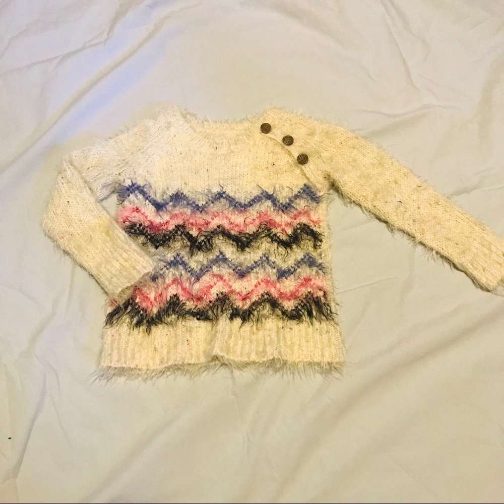 Tucker & Tate size 3 long sleeve lightweight sweater blouse top colorful chevron
